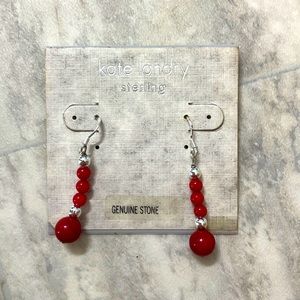 Red sterling dangle earring